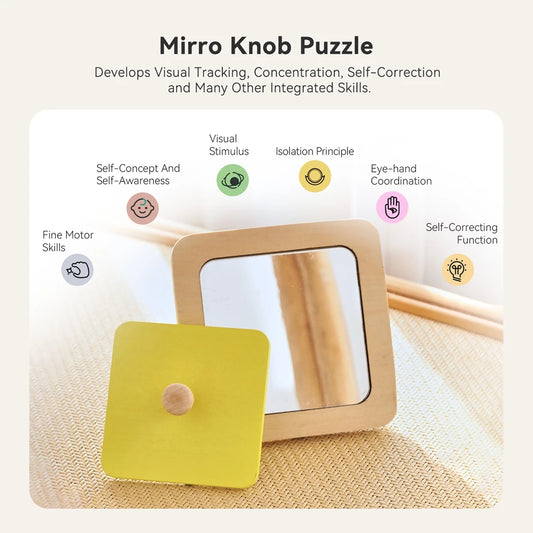Baby Montessori Mirror Puzzle Busy Board Wooden Toys