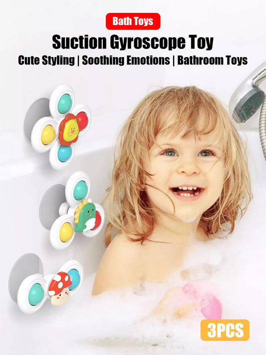 3Pcs Set Suction Cup Spinning Cartoon Animal Spinner