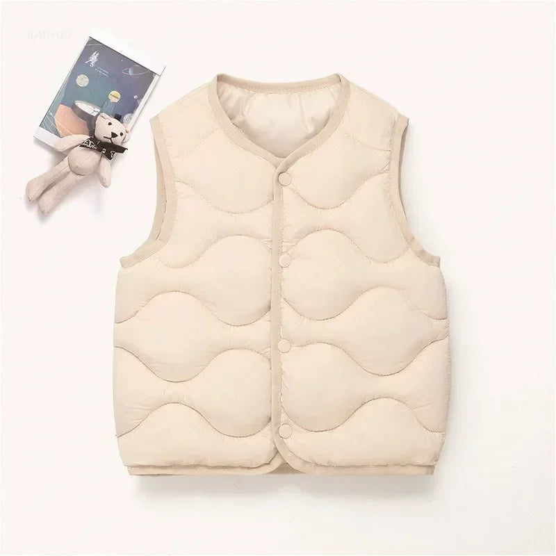 New Children Warm Cotton Vest Fashion Solid Boys
