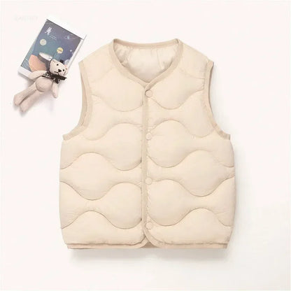 New Children Warm Cotton Vest Fashion Solid Boys