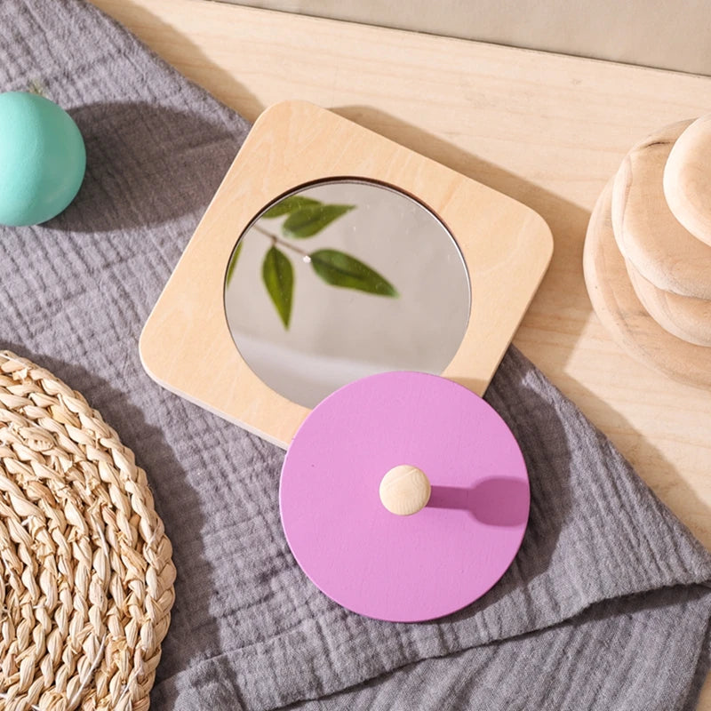 Baby Montessori Mirror Puzzle Busy Board Wooden Toys