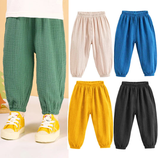 Summer Korea Children Pants Casual Girls Boys Cotton