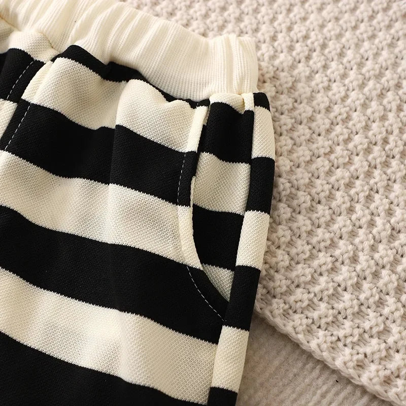Summer Children Sets Boys Girls Short sleeved Striped