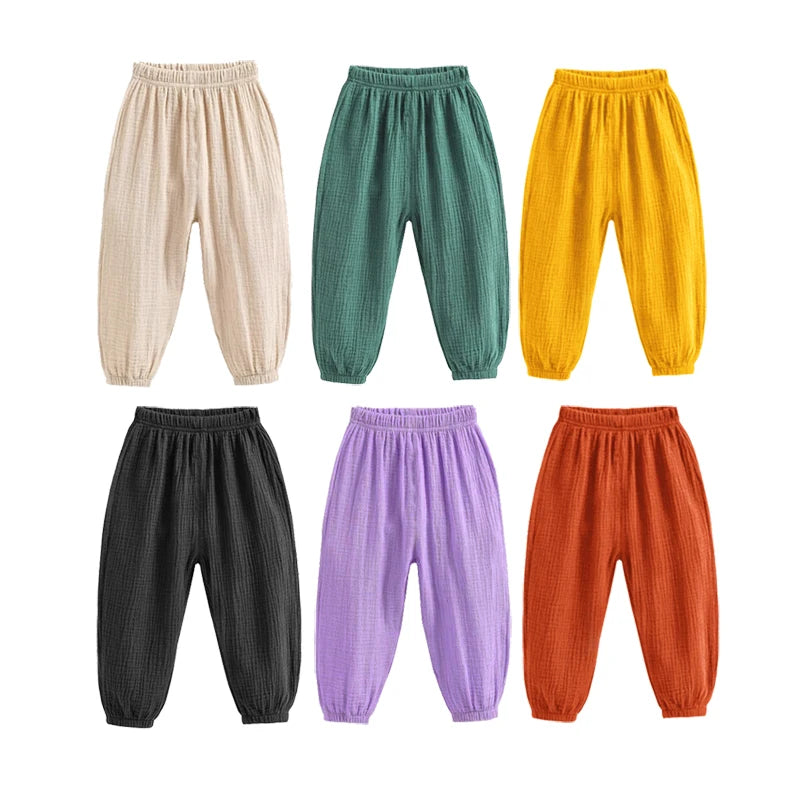Summer Korea Children Pants Casual Girls Boys Cotton