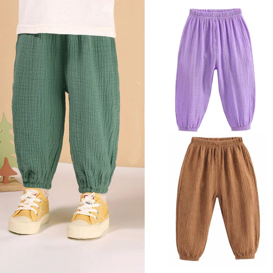 Summer Korea Children Pants Casual Girls Boys Cotton
