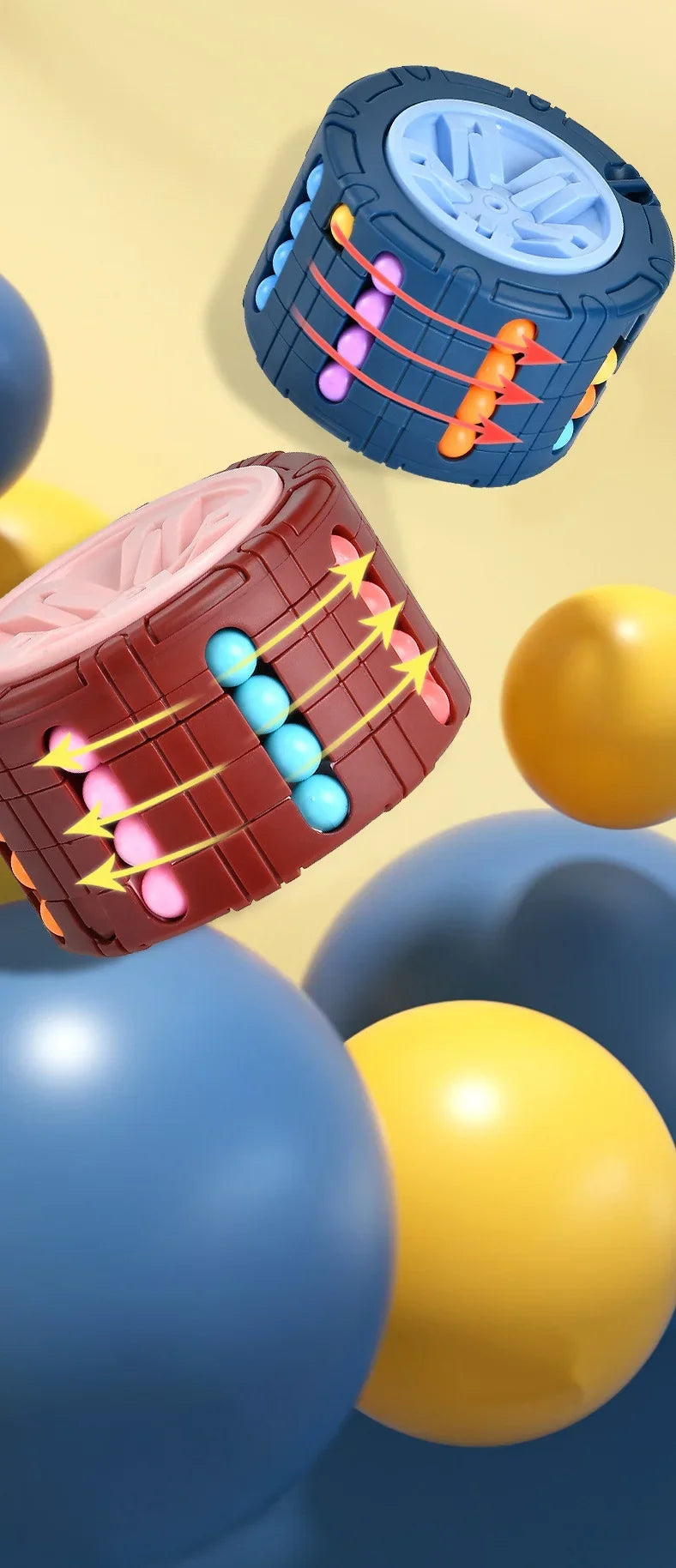 3D Cylinder Cube Toy Magical Bean Gyro Rotate