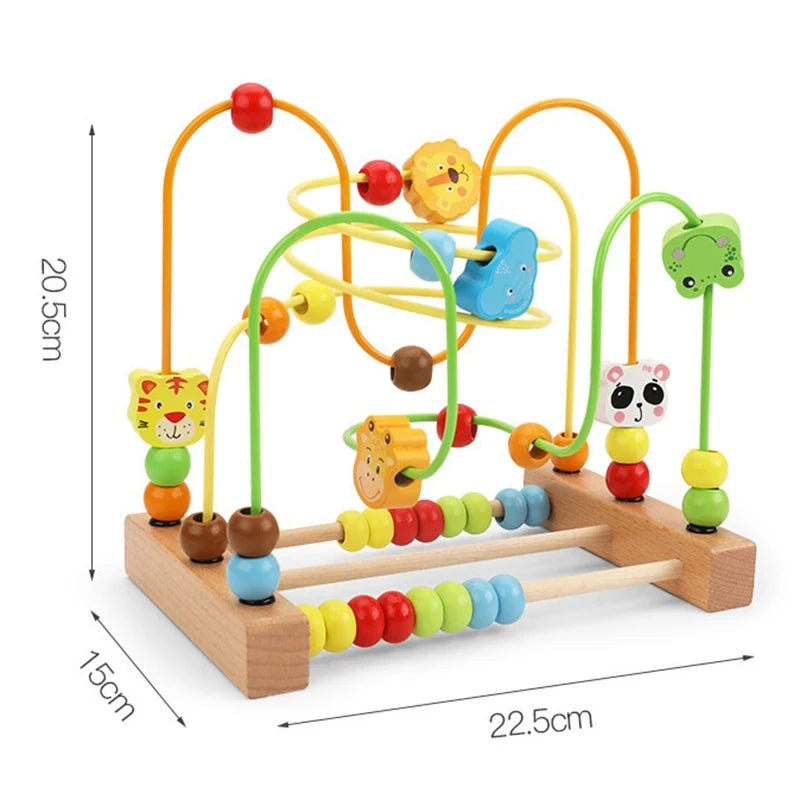Montessori Baby Toys Wooden Roller Coaster Bead Maze