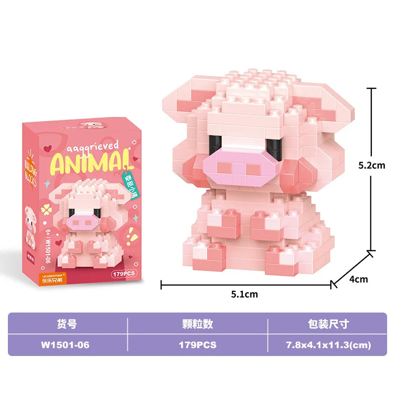 Animal Cat Bricks Constructor Set Micro Building Blocks
