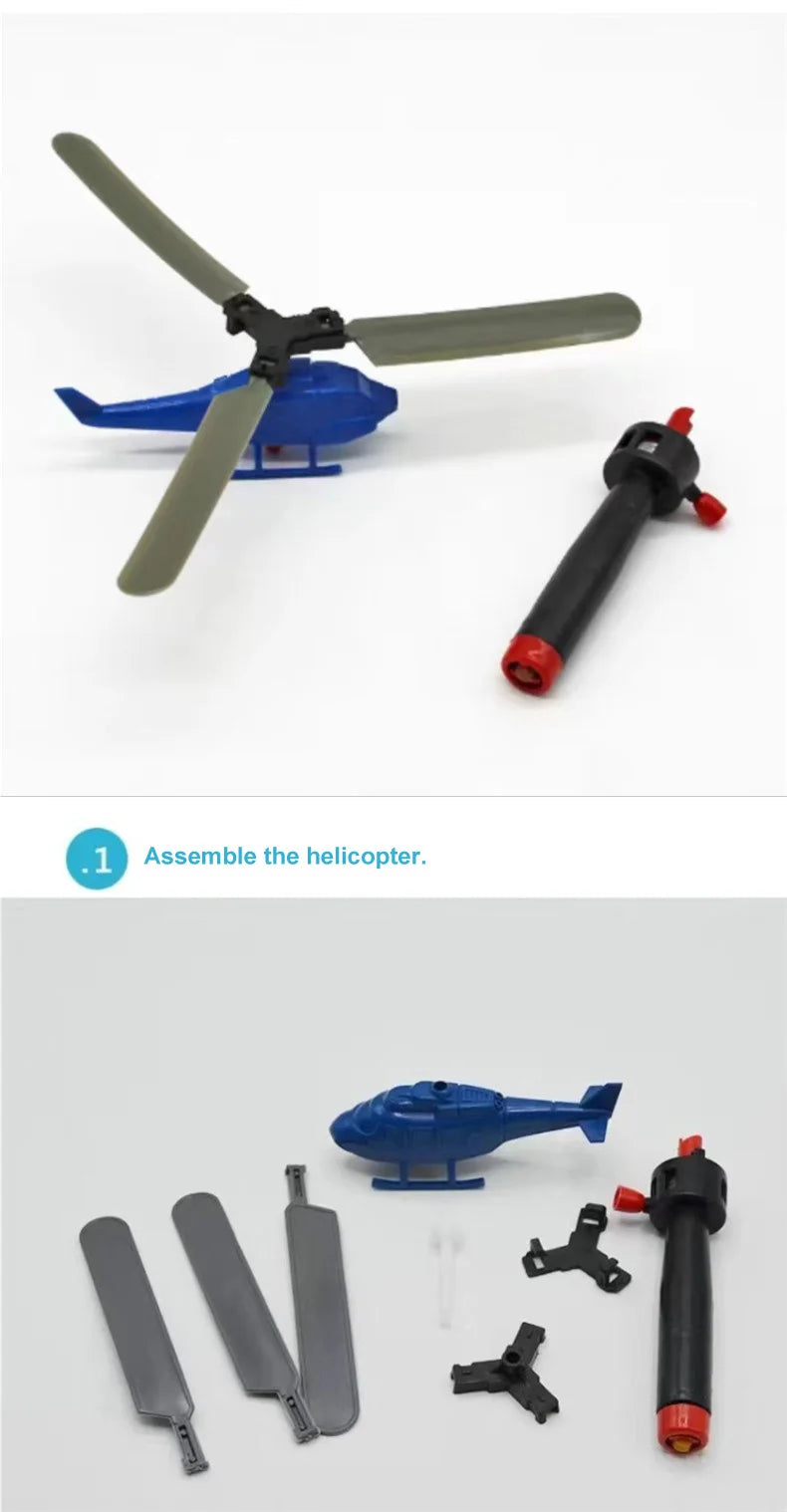 1 3 5sets Bamboo Dragonfly Handle Pull Helicopter
