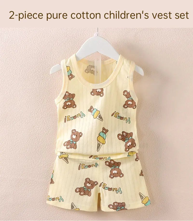 Children s Clothing Print Sleeveless Tops Shorts Cute