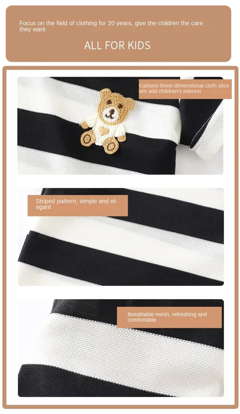 Summer Children Sets Boys Girls Short sleeved Striped