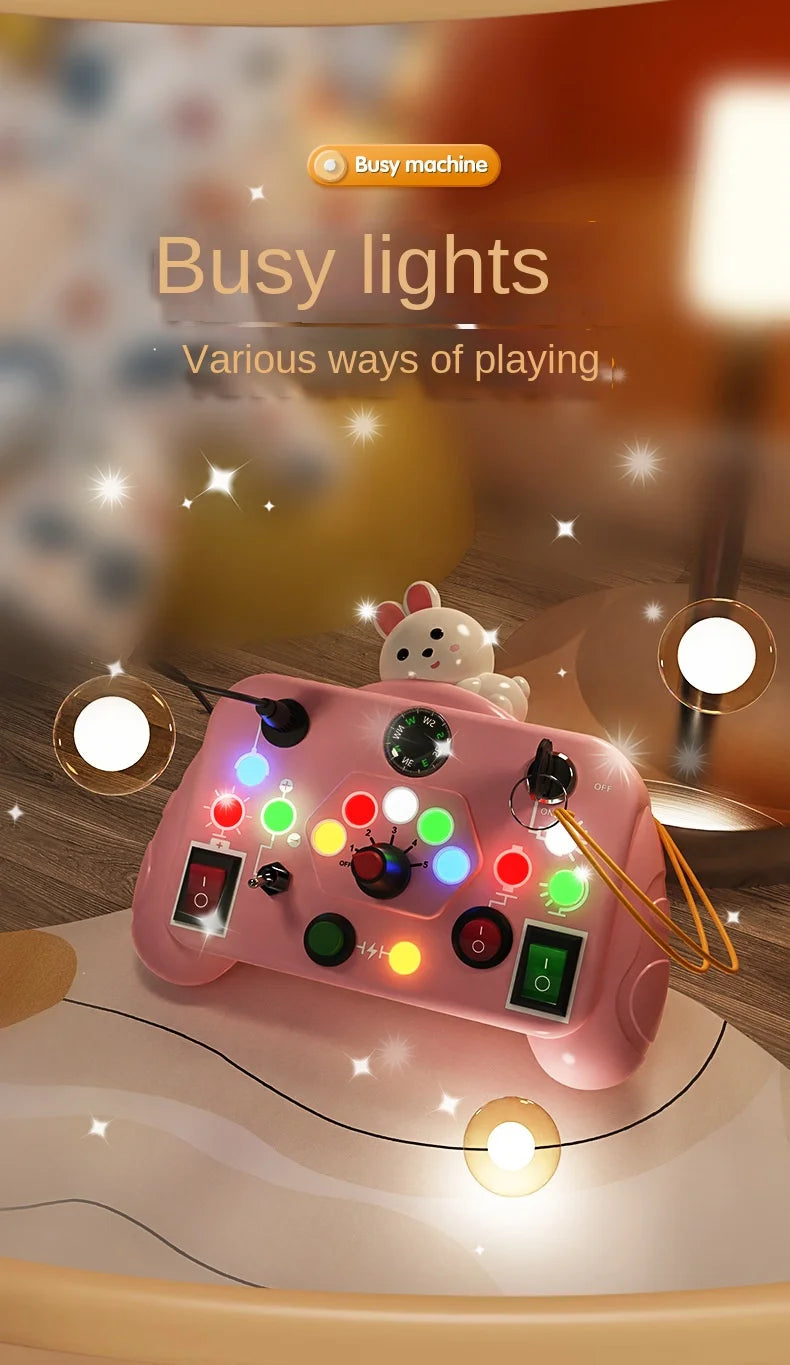 Montessori Busy Board Sensory Toys Cartoon with LED