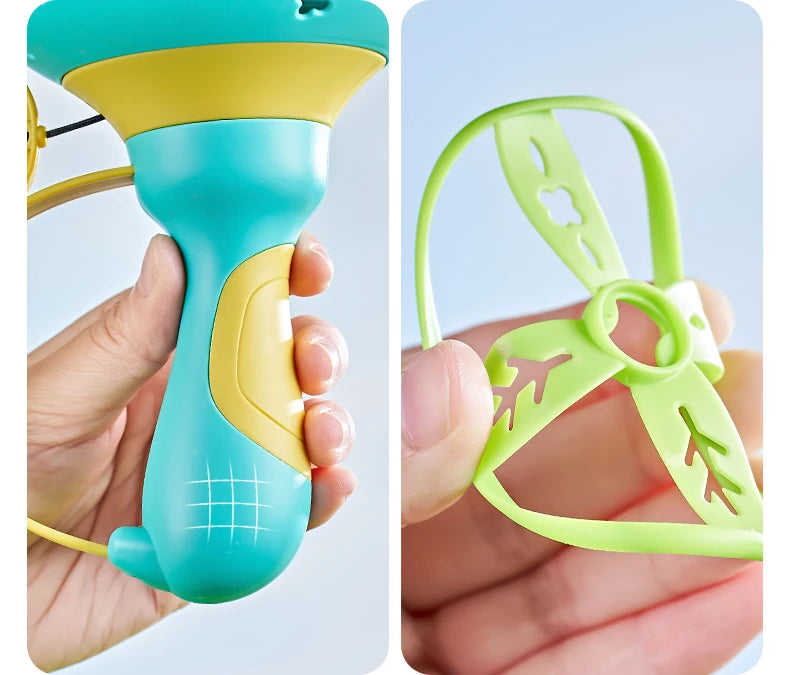 Pull String Flying Saucer Disc Launcher Kids Flying