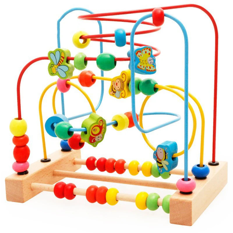 Montessori Baby Toys Wooden Roller Coaster Bead Maze