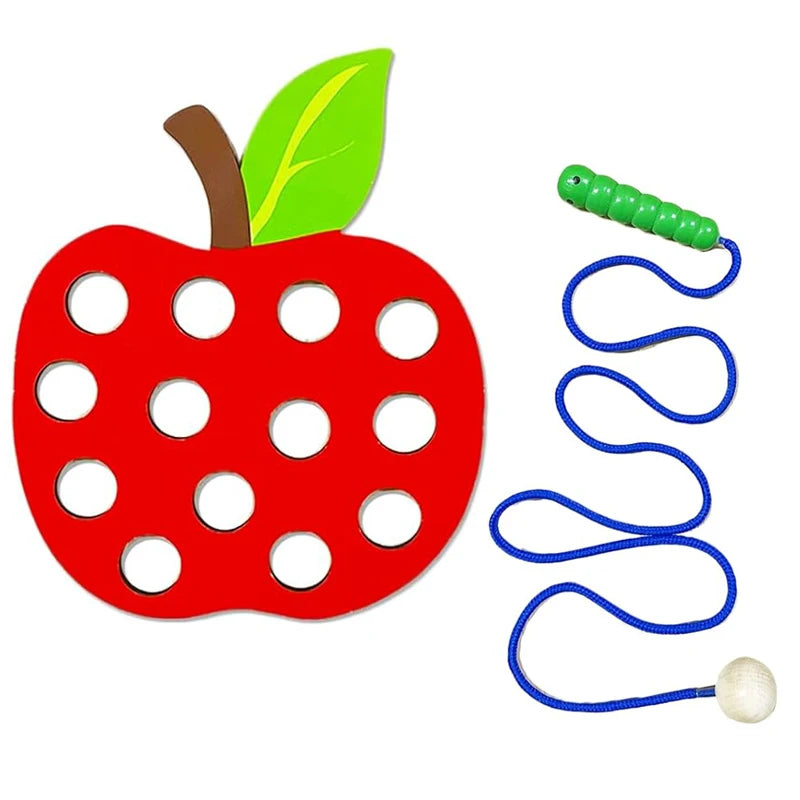 Wooden Lacing Toy Educational Fruits Threading Activity Puzzles