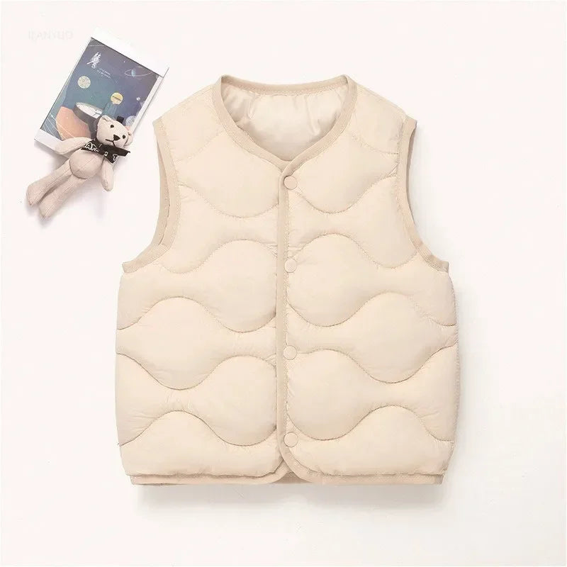 New Children Warm Cotton Vest Fashion Solid Boys