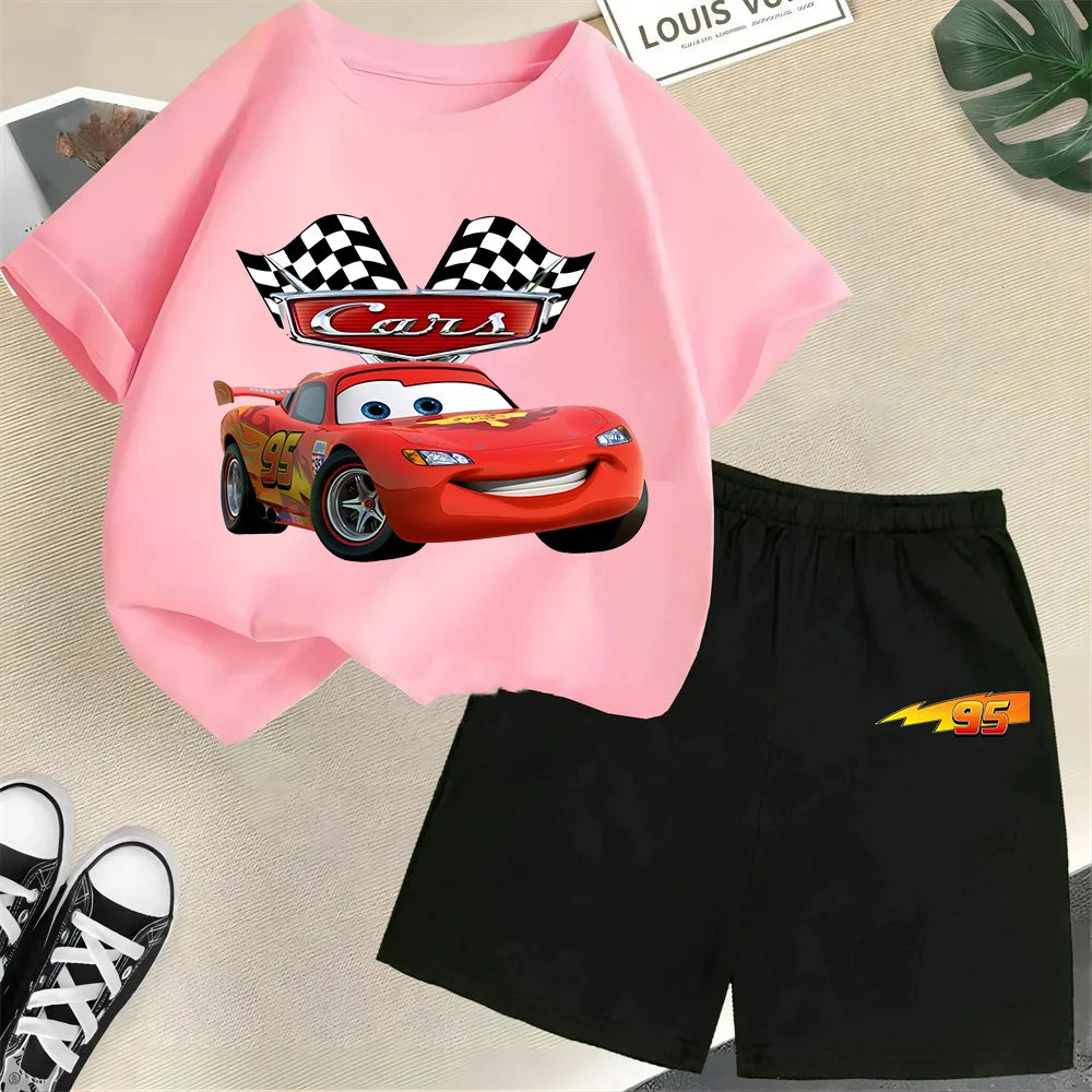 Racing children s pure cotton T shirt set