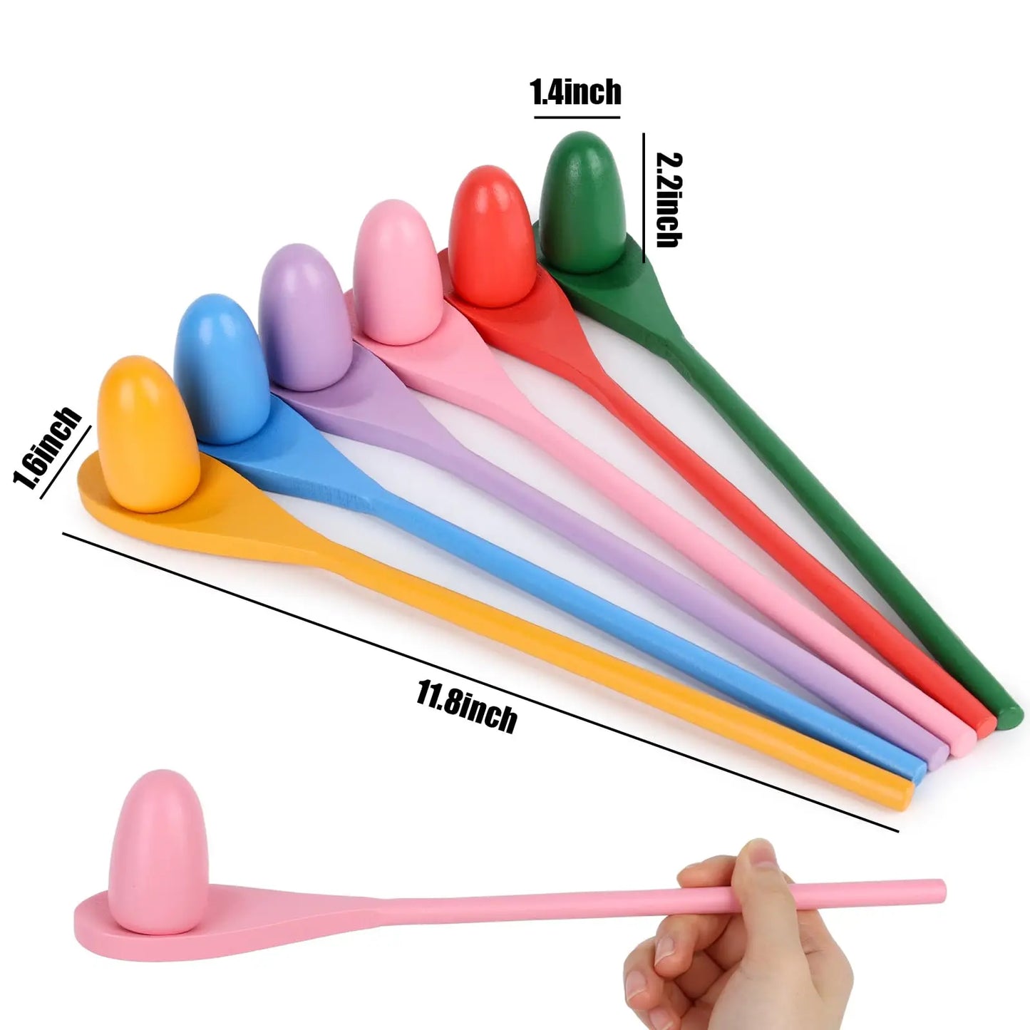 6 12pcs Egg Spoon Race Game Sets Wooden