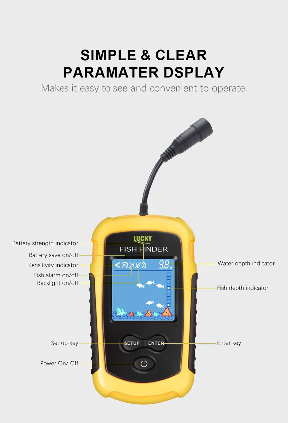 FFC1108 1 Alarm 100M Portable Sonar Fish Finders