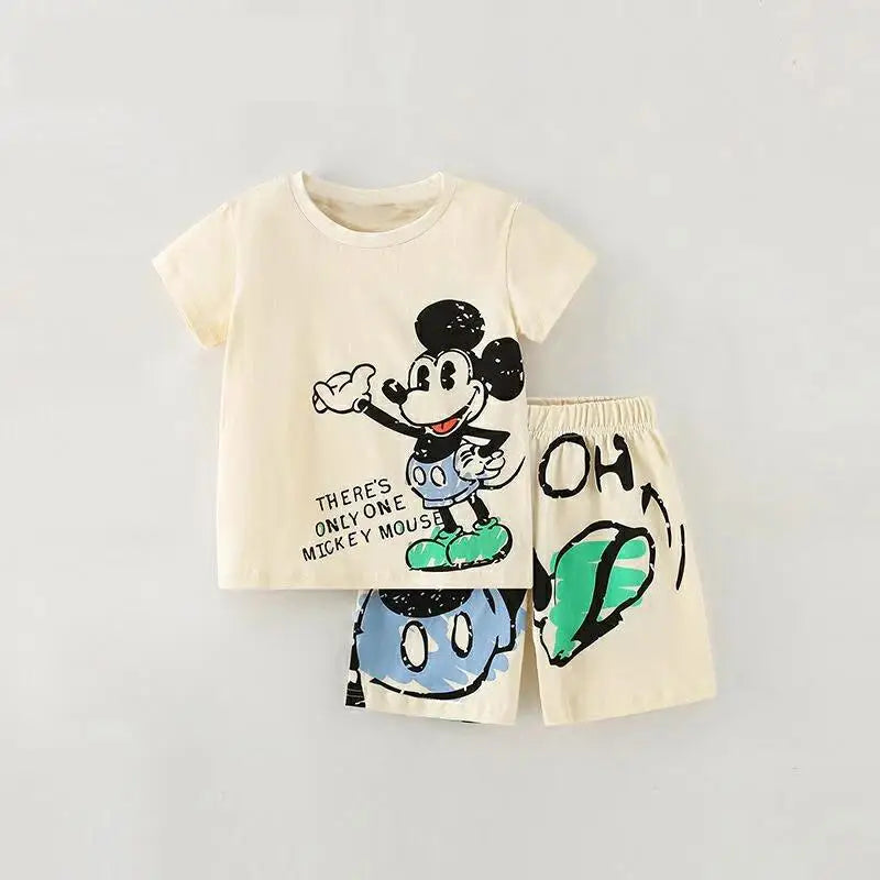 Boys Summer Clothing 2pcs Full Print Tshirt Shorts