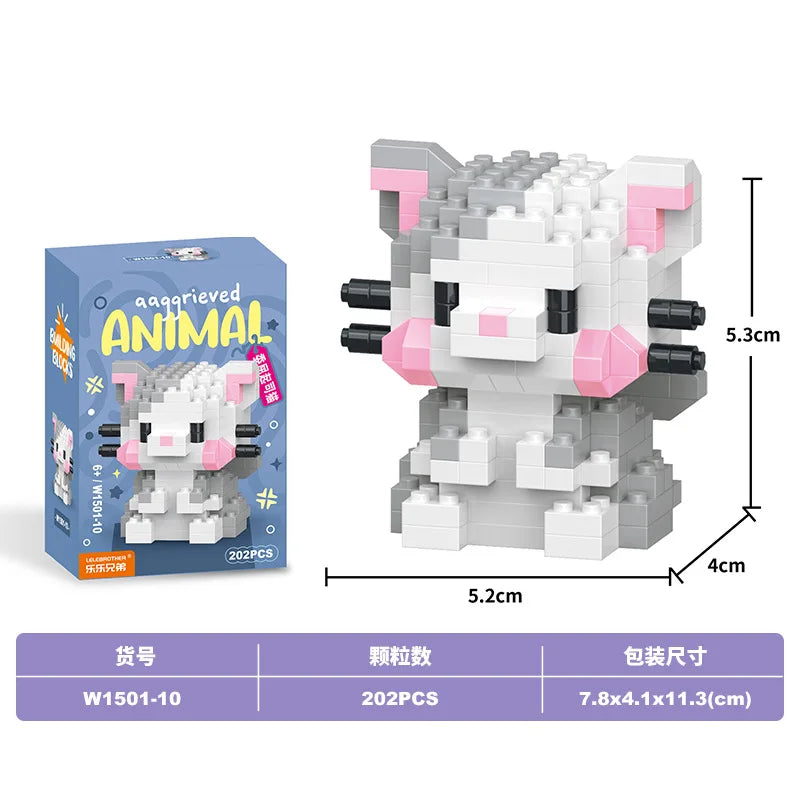 Animal Cat Bricks Constructor Set Micro Building Blocks