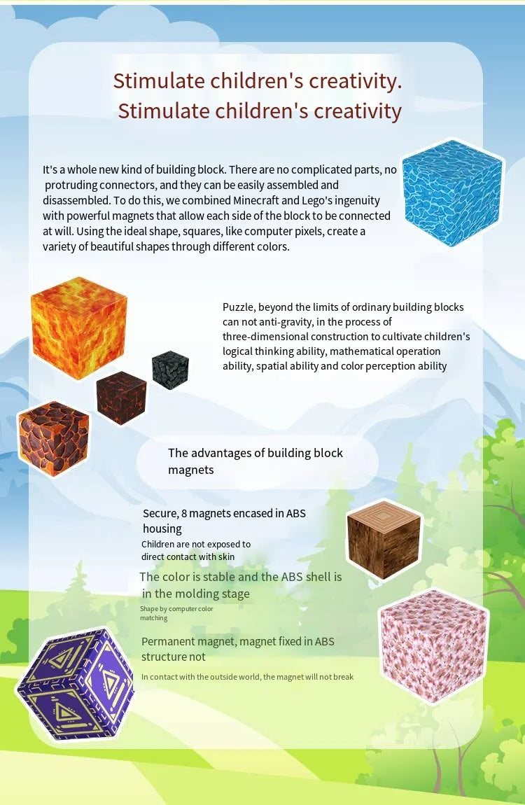 Creative Magnetic Building Blocks Mine World Magnet Cube