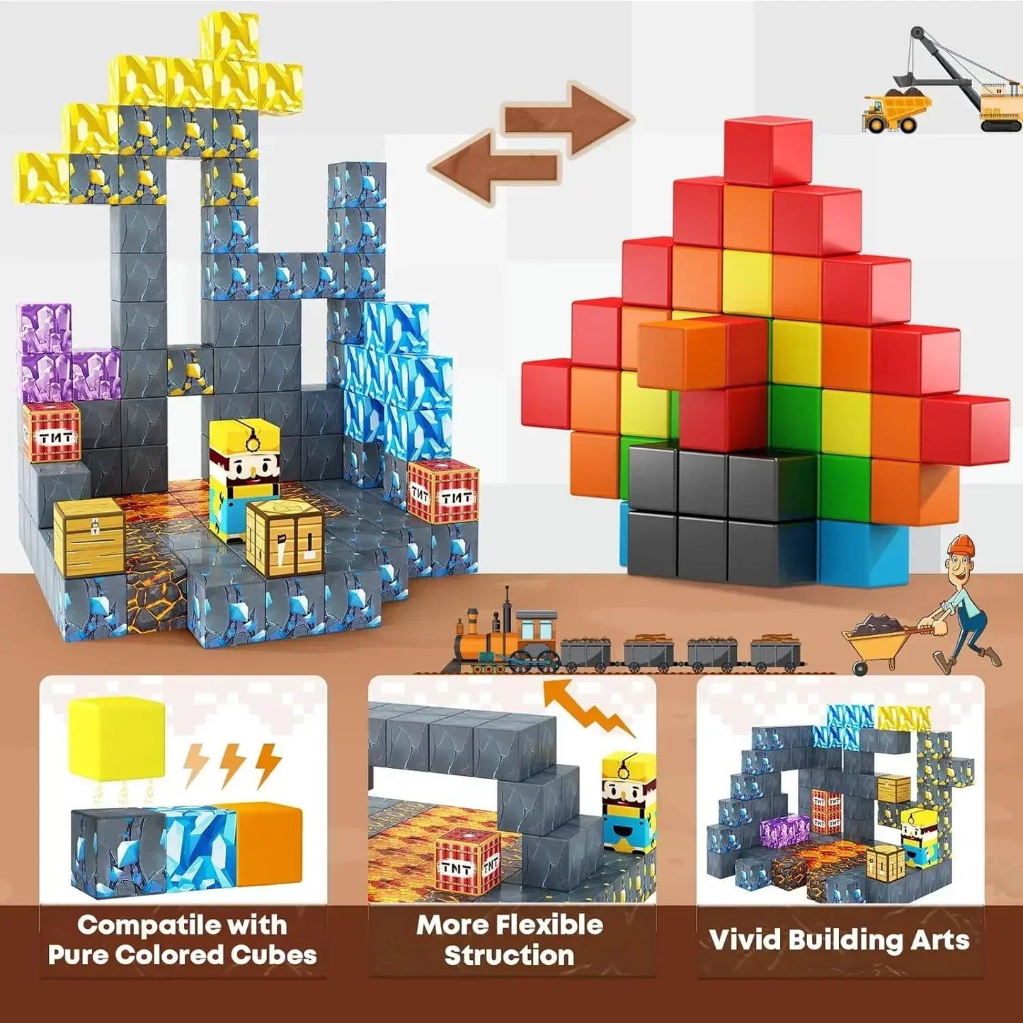 Magnetic Building Blocks Mine World Magnet Cube for
