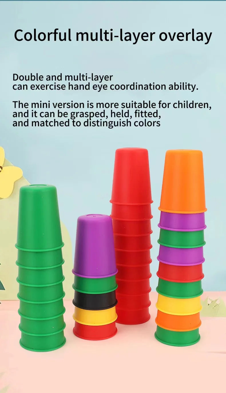Montessori Toys Mini Stack Cup Game With Card