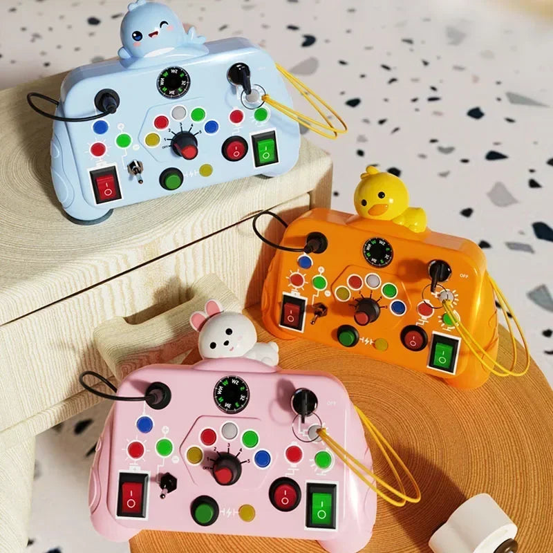 Montessori Busy Board Sensory Toys Cartoon with LED