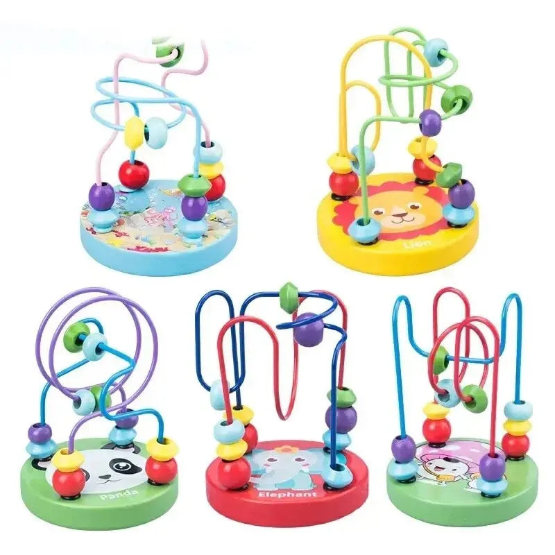 Colorful Wooden Roller Coaster Educational Circle Toy For