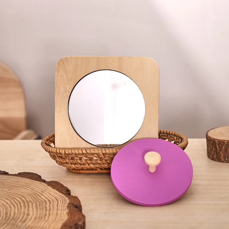 Baby Montessori Mirror Puzzle Busy Board Wooden Toys