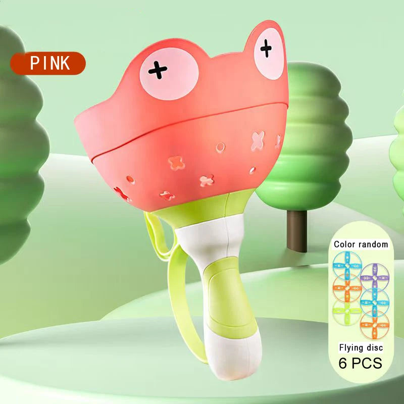 Pull String Flying Saucer Disc Launcher Kids Flying