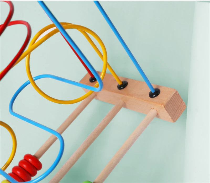 Montessori Baby Toys Wooden Roller Coaster Bead Maze