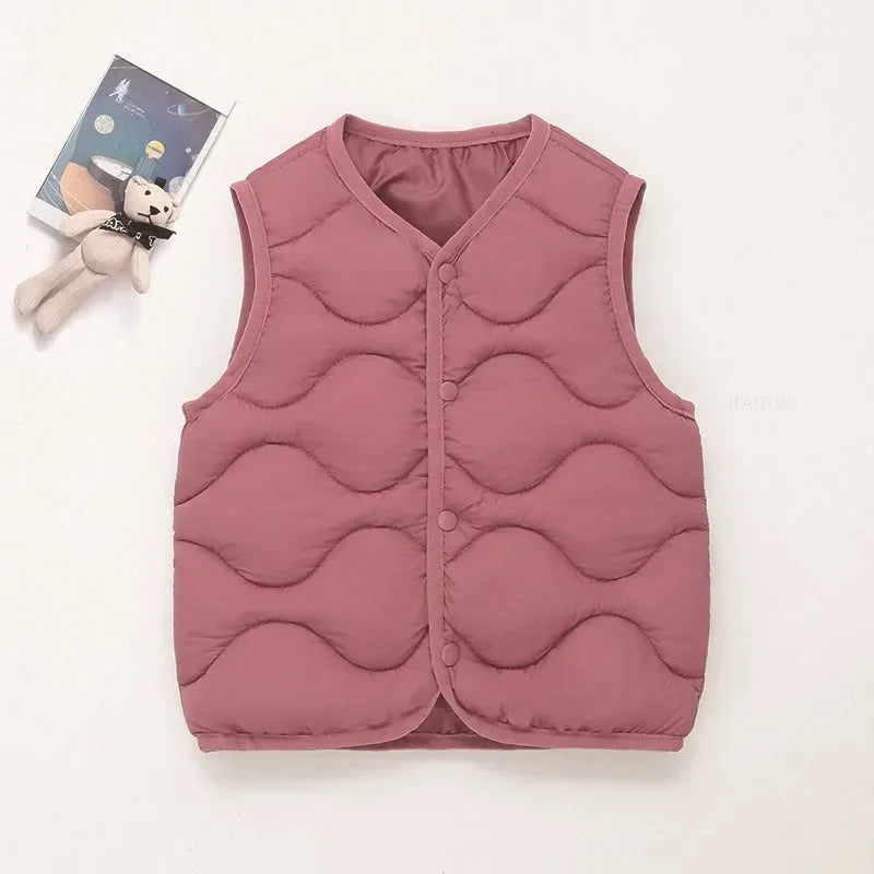 New Children Warm Cotton Vest Fashion Solid Boys