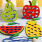 Wooden Lacing Toy Educational Fruits Threading Activity Puzzles