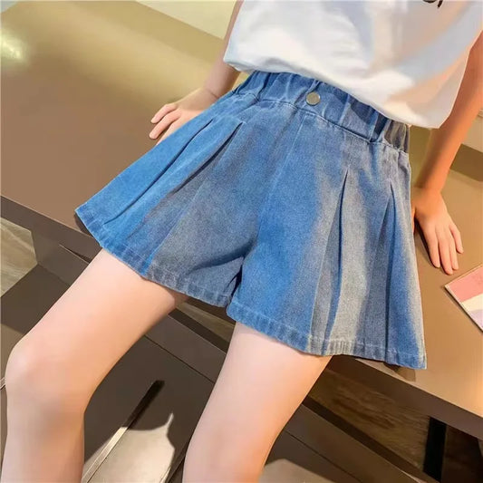 Summer Kid Girls A line Shaped Denim Shorts